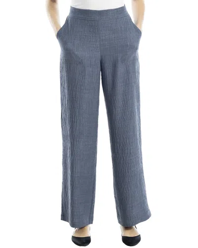 Max Studio Textured Woven Wide Leg Pant In Blue