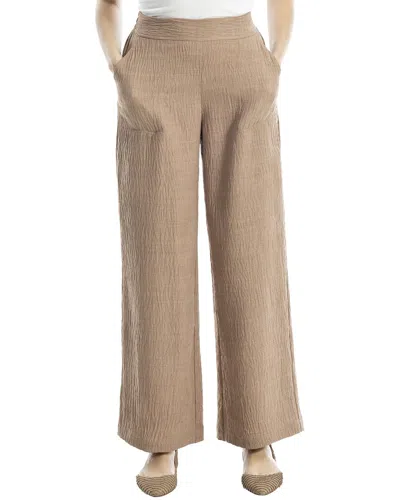 Max Studio Textured Woven Wide Leg Pant In Brown