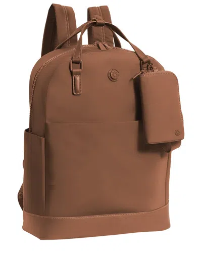 Max Studio The Della 18in Twill Nylon Workbook Travel Backpack In Brown