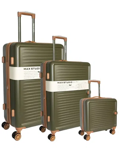 Max Studio The Lisbon Abs 3pc Hard Sided Luggage Set In Green