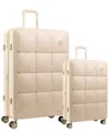 Max Studio The Square Embossed Abs 2pc Hard-sided Luggage Set In Nude