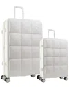 Max Studio The Square Embossed Abs 2pc Hard-sided Luggage Set In White