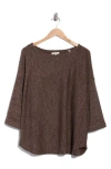 Max Studio Three-quarter Sleeve Rib Top In Brown