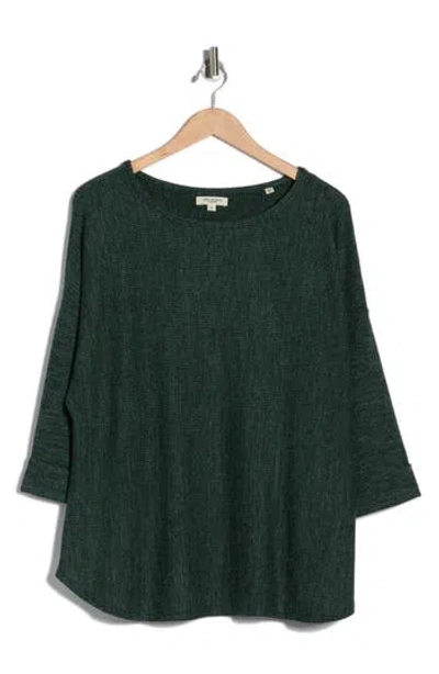 Max Studio Three-quarter Sleeve Rib Top In Green