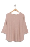 Max Studio Three-quarter Sleeve Rib Top In Pink