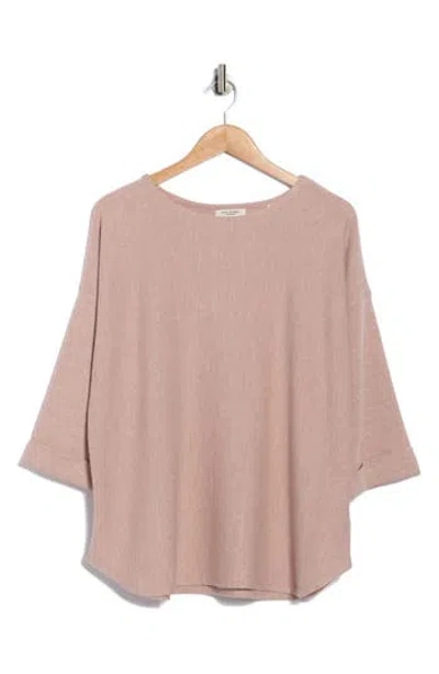 Max Studio Three-quarter Sleeve Rib Top In Pink