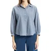 Max Studio Three-quarter Sleeve Top In Blue