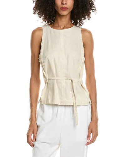 Max Studio Tie Back Halter Linen-blend Top In Neutral