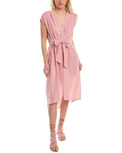 Max Studio Tie Front Midi Dress In Pink