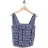 Max Studio Tie Strap Bubble Top In Blue