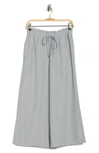 Max Studio Tie Waist Crop Wide Leg Pants In Blue