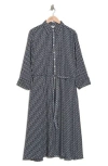 Max Studio Tie Waist Long Sleeve Maxi Shirtdress In Black