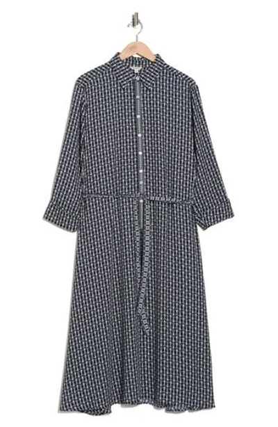 Max Studio Tie Waist Long Sleeve Maxi Shirtdress In Black