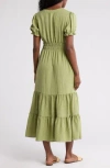 Max Studio Tiered Crepe Maxi Dress In H.leaf