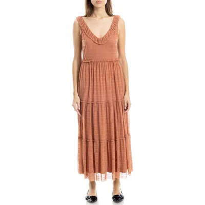 Max Studio Tiered Maxi Dress In Brown
