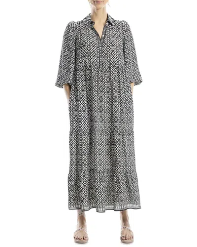 Max Studio Tiered Maxi Dress In Black/ivory