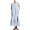 Max Studio Tiered Maxi Shirtdress In Blue