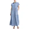 Max Studio Tiered Maxi Shirtdress In Multi