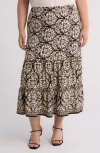 Max Studio Tiered Maxi Skirt In Brown