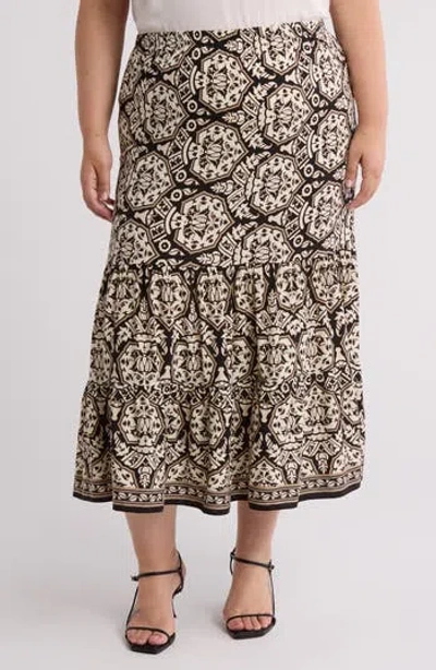 Max Studio Tiered Maxi Skirt In Brown