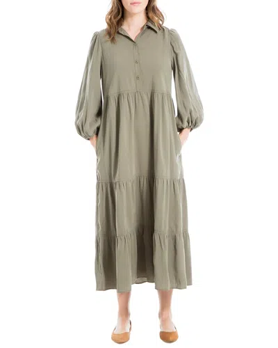 Max Studio Tiered Midi Dress In Green