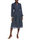 Max Studio Long Sleeve Tiered Shirtdress In Blue