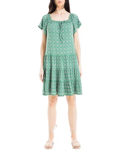 Max Studio Tiered Short Dress In Green