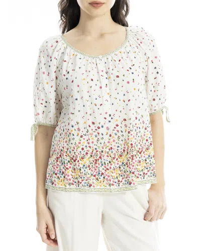 Max Studio Tie-sleeve Blouse In White