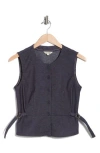 Max Studio Topstitched Button Front Sleeveless Top In Purple