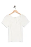 Max Studio Topstitched Puff Sleeve Crepe Top In White
