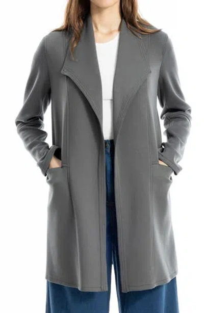 Max Studio Trapunto Scuba Knit Topper In Gray