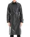 Max Studio Faux Leather Long Trench Coat In Black