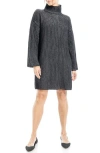 Max Studio Turtleneck Long Bell Sleeve Sweater Dress In Bkch2298