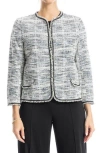 Max Studio Tweed Jacket In Ivory/navy