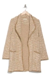 Max Studio Tweed Longline Jacket In Camel/ivory