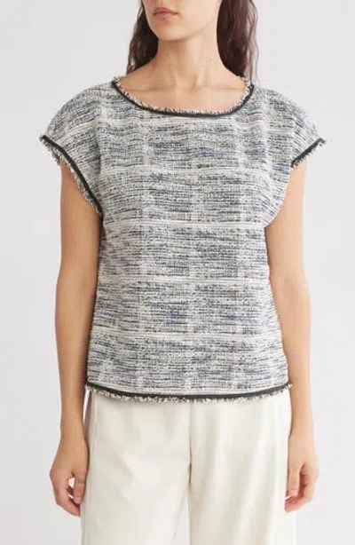 Max Studio Tweed Shell In Ivory/navy