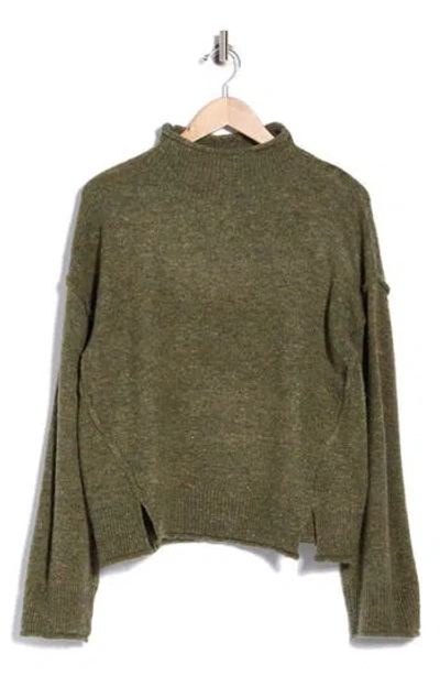 Max Studio Tweedy Turtleneck Sweater In Green