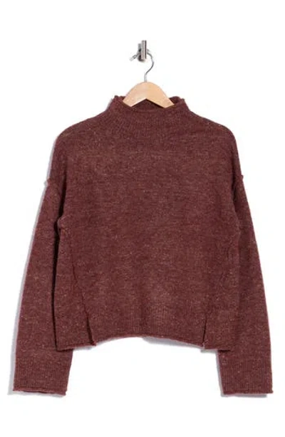 Max Studio Tweedy Turtleneck Sweater In Brown
