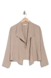Max Studio Twill Drape Front Short Jacket In Cobblestone