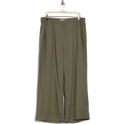 Max Studio Twill Wide Leg Pants In Olive