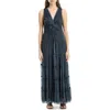 Max Studio Twist Front Sleeveless Maxi Dress In Black/ivory Random Dot