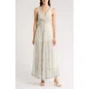 Max Studio Twist Front Sleeveless Maxi Dress In Ivory/black Random Dot
