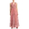 Max Studio Twist Front Sleeveless Maxi Dress In Red/black Small Buds