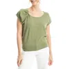 Max Studio Twist Neck Sweater Top In Green