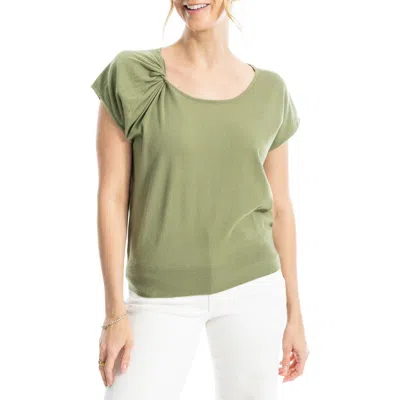 Max Studio Twist Neck Sweater Top In Green