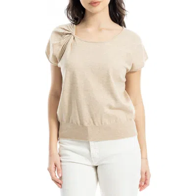 Max Studio Twist Neck Sweater Top In Oat