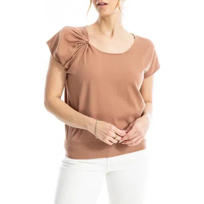 Max Studio Twist Neck Sweater Top In Rose Gold