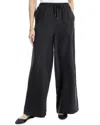 Max Studio Two Tone Texture Woven Drawstring Pant In Black