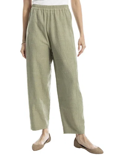 Max Studio Two-tone Textured Woven Linen-blend Pant In Green