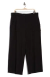 Max Studio Utility Pocket Crop Straight Leg Ponte Pants In Black